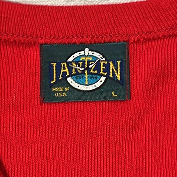 🌻JANTZEN Men’s sz. L Red V-Neck Sweater - Picture 2 of 6